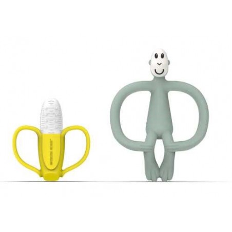SET CHUPETA E MORDEDOR SILICONE VERDE MENTA MATCHSTICK MONKE