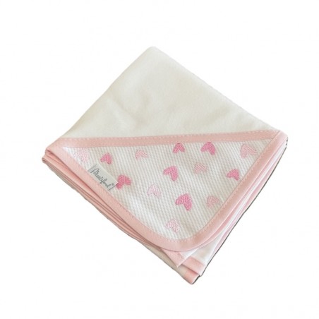 FRALDA 60X60 PIQUET CORAÇOES ROSA