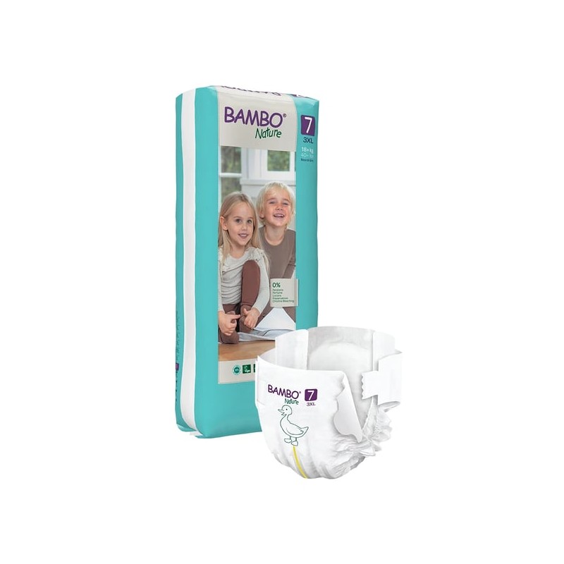FRALDAS BAMBO NATURE TAM 7  +18 kg (40 unidades)