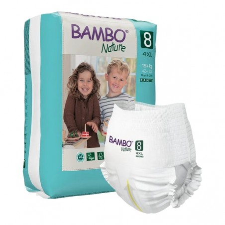 FRALDAS CUECA BAMBO NATURE TAM 8  +19 kg (16 unidades)