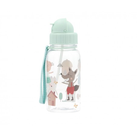 GARRAFA COM PALHINHA SILICONE 500ml THE TREE LITTLE PIGS