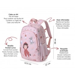 MOCHILA ESCOLAR MÉDIA + PORTA CHAVES LITTLE RED