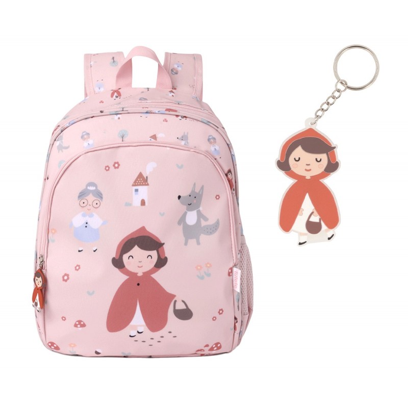 MOCHILA ESCOLAR MÉDIA + PORTA CHAVES LITTLE RED