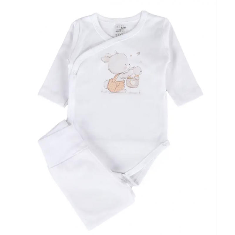 BODY + CALÇA COELHINHO NA CESTINHA CASTANHO 0m