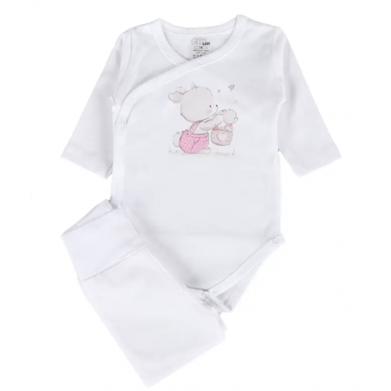 BODY + CALÇA COELHINHO NA CESTINHA ROSA 1m