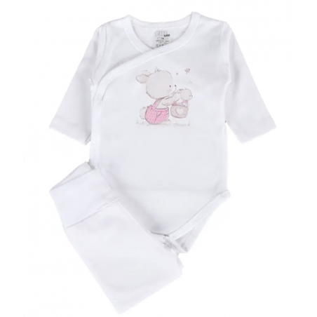 BODY + CALÇA COELHINHO NA CESTINHA ROSA 1m