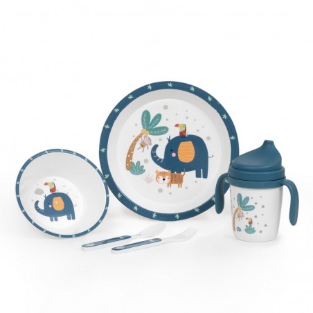 CONJUNTO ALIMENTAÇÃO 5 PEÇAS SELVA AZUL 6m+