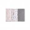 PACK 3 MUSELINAS ALGODÃO ROSA/CINZA 38X38 TOUS