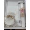 CONJUNTO BATISMO 3 PEÇAS CORDEL ROSA/DOURADO