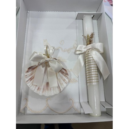 CONJUNTO BATISMO 3 PEÇAS CORDEL DOURADO - ESPIGA