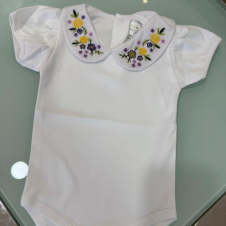 BODY MANGA CURTA GOLA BORDADA MOD3 (6 meses)